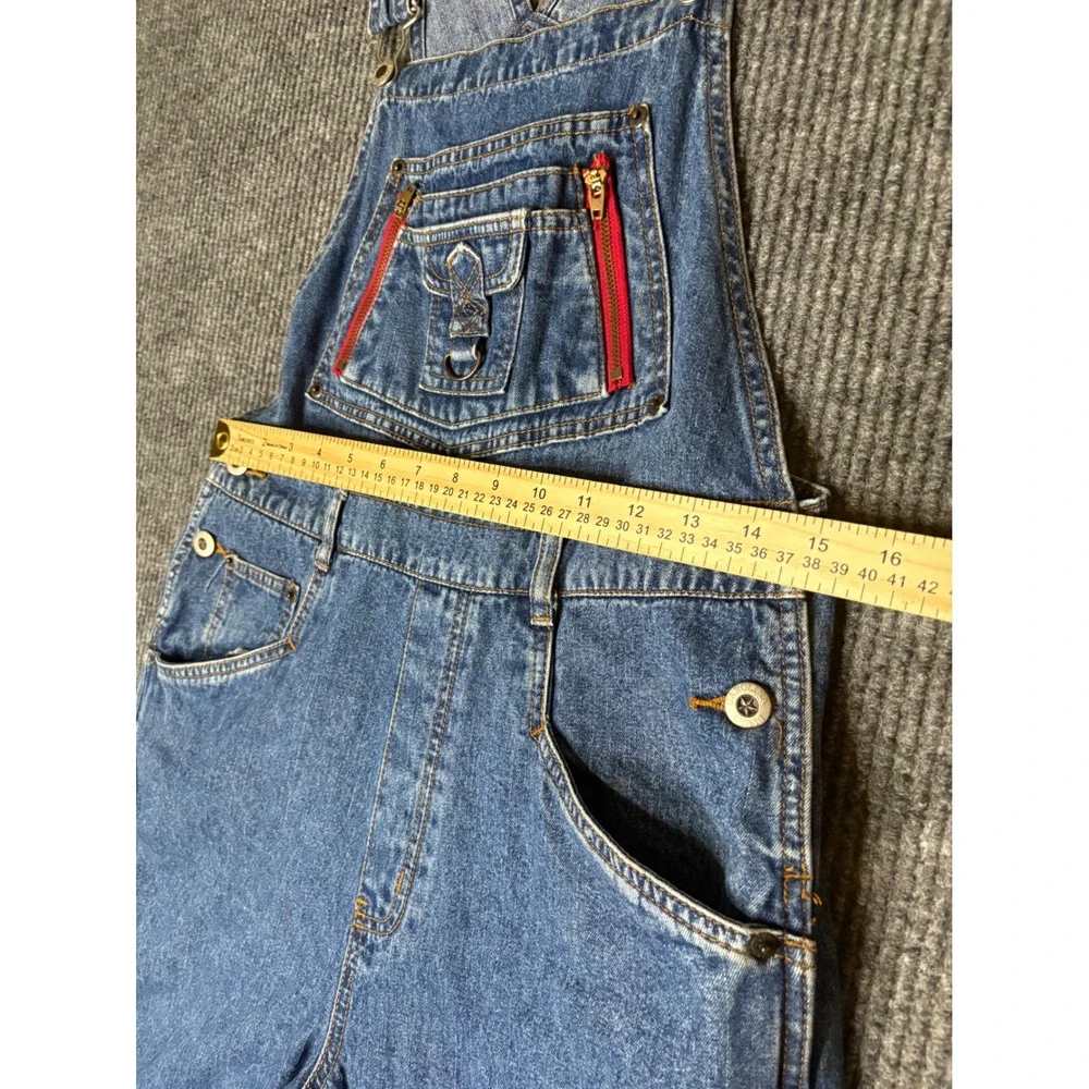 Carolina Blues Vintage Denim Overalls Medium Wash Red Zipper Bib Mens Medium